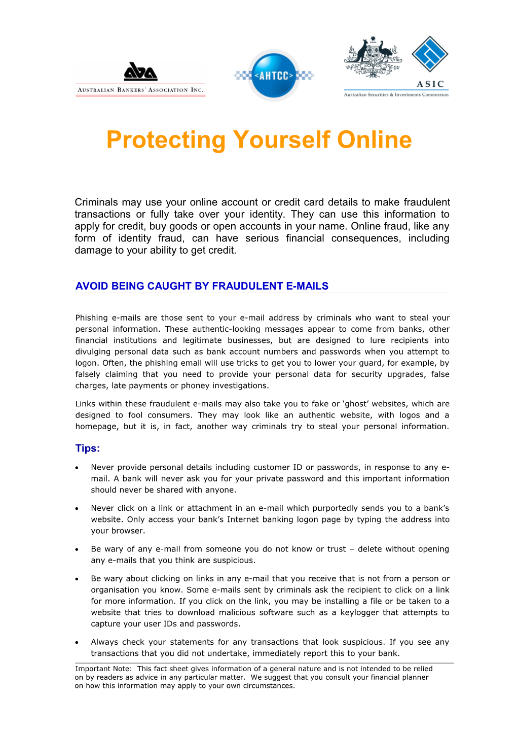 Protecting Yourself Online