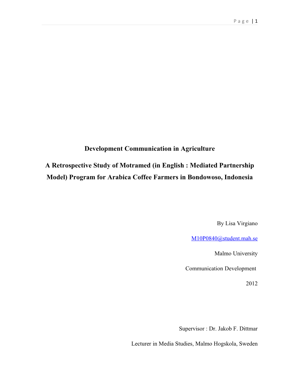 Development Communication in Agriculture