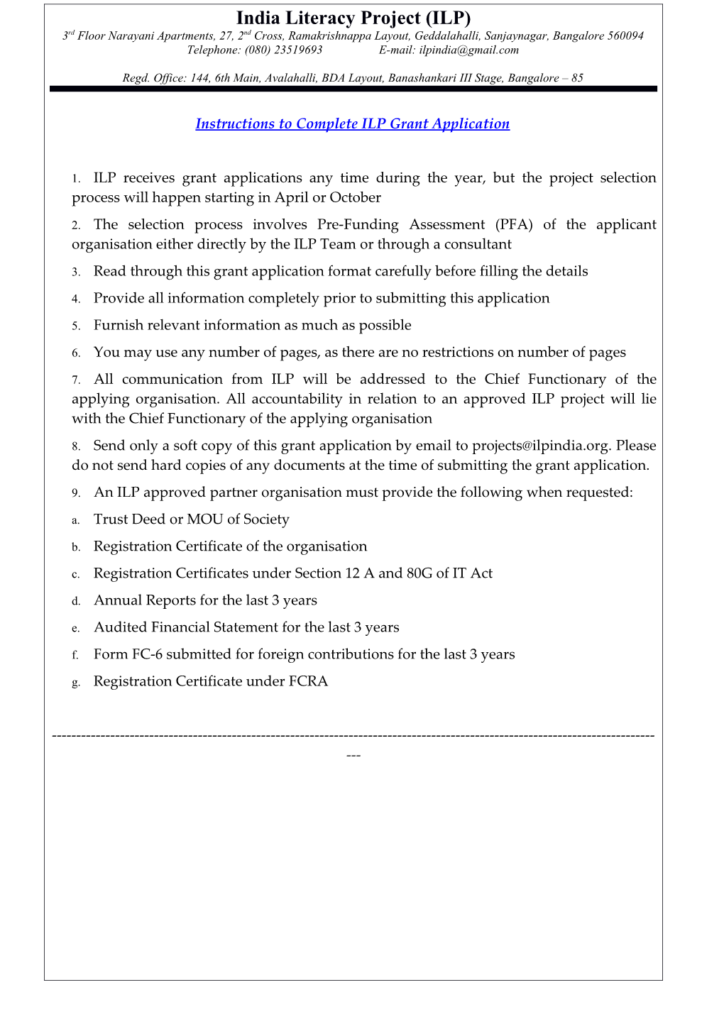 ILP Grant Application Form
