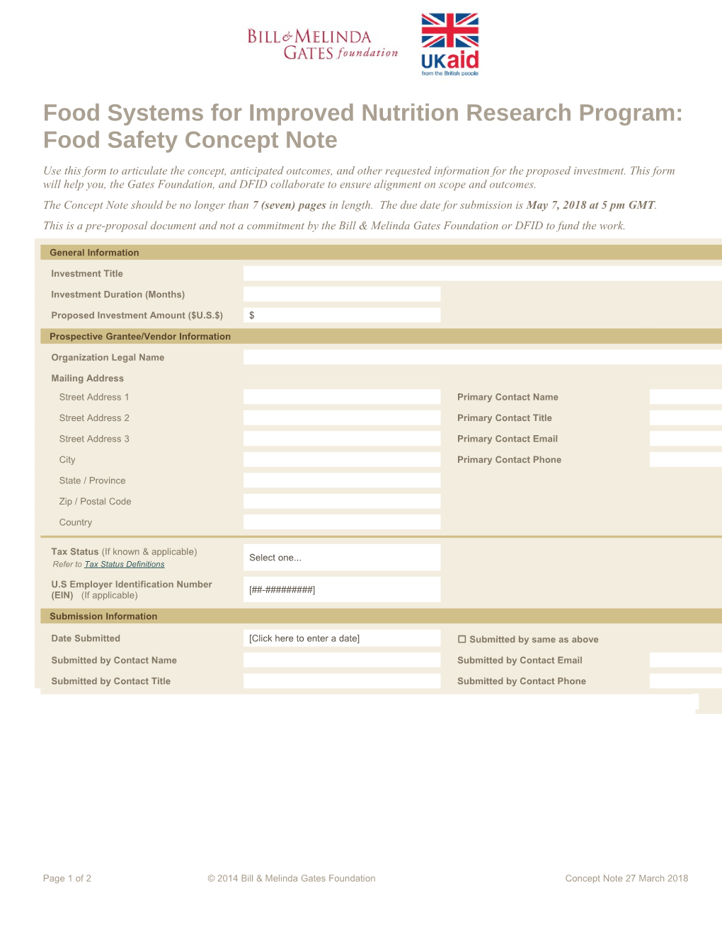 Food Systems for Improved Nutrition Research Program: Food Safety Concept Note