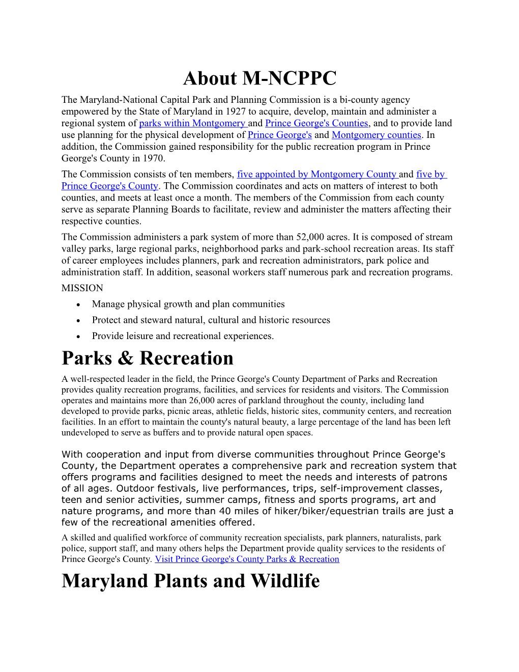 The Maryland-National Capital Park and Planning Commission Is a Bi-County Agency Empowered