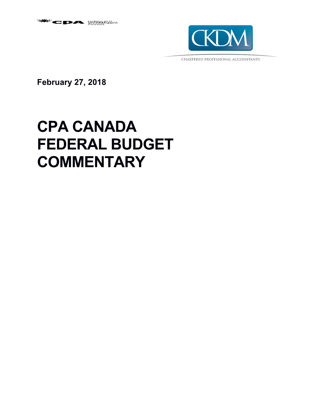 1Federal Budget Commentary 2018
