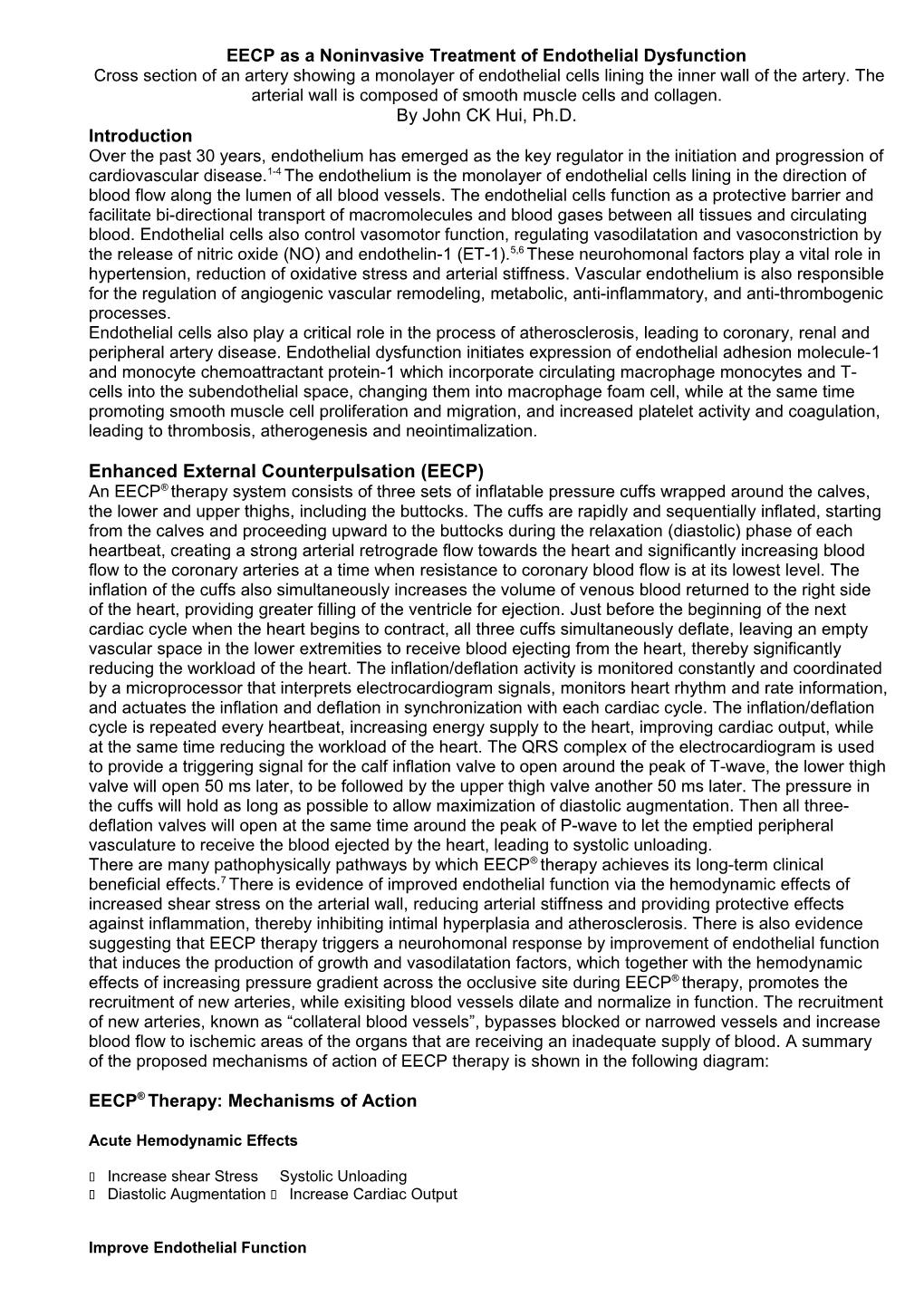 EECP As a Noninvasive Treatment of Endothelial Dysfunction