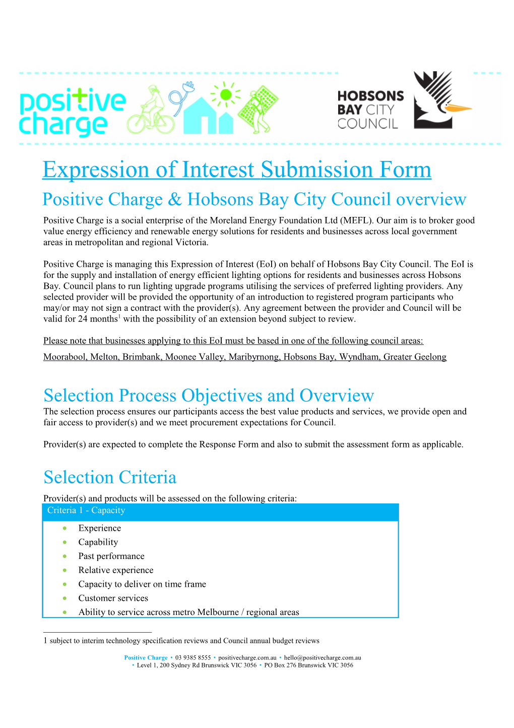 Positive Charge Hobsons Bay City Council Overview