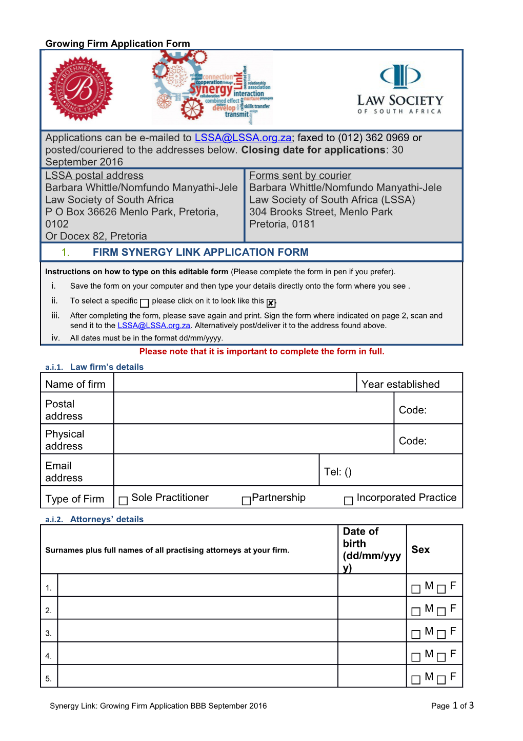 Growing Firm Application Form