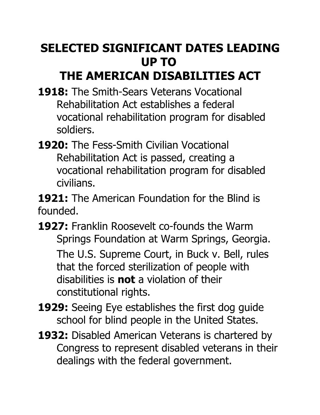 The ADA Timeline