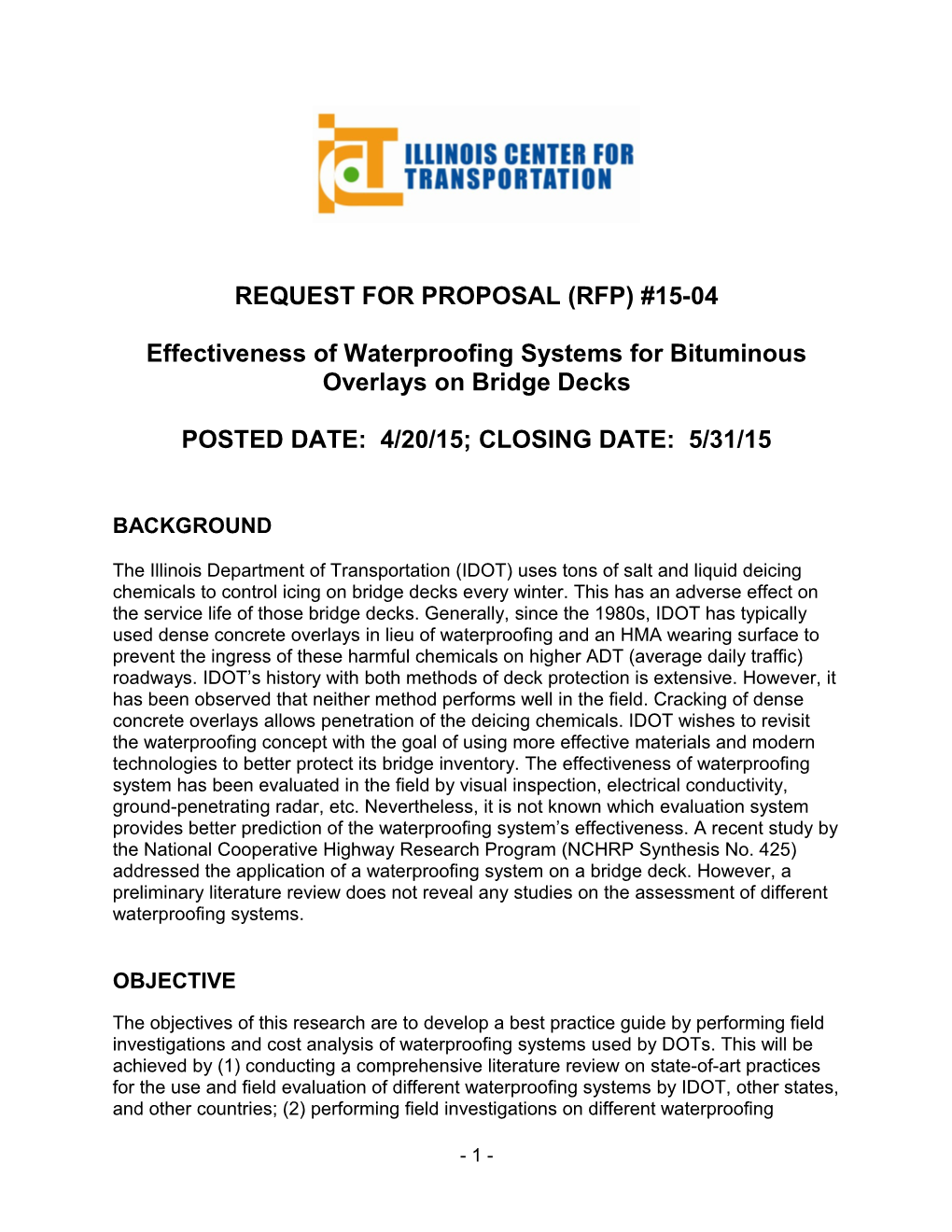 Request for Proposal (Rfp) #15-04