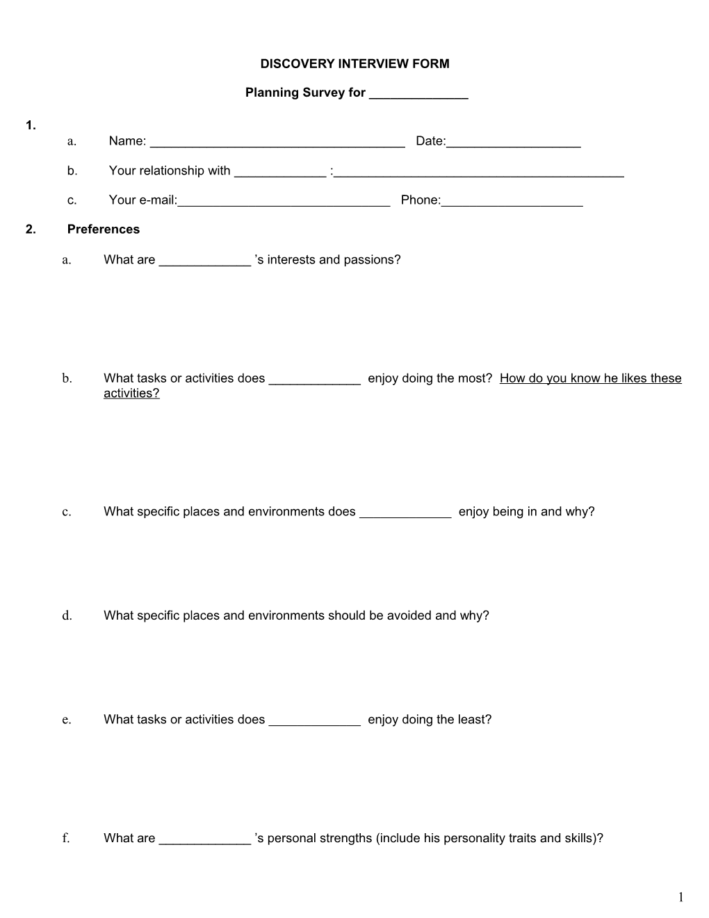 Discovery Interview Form