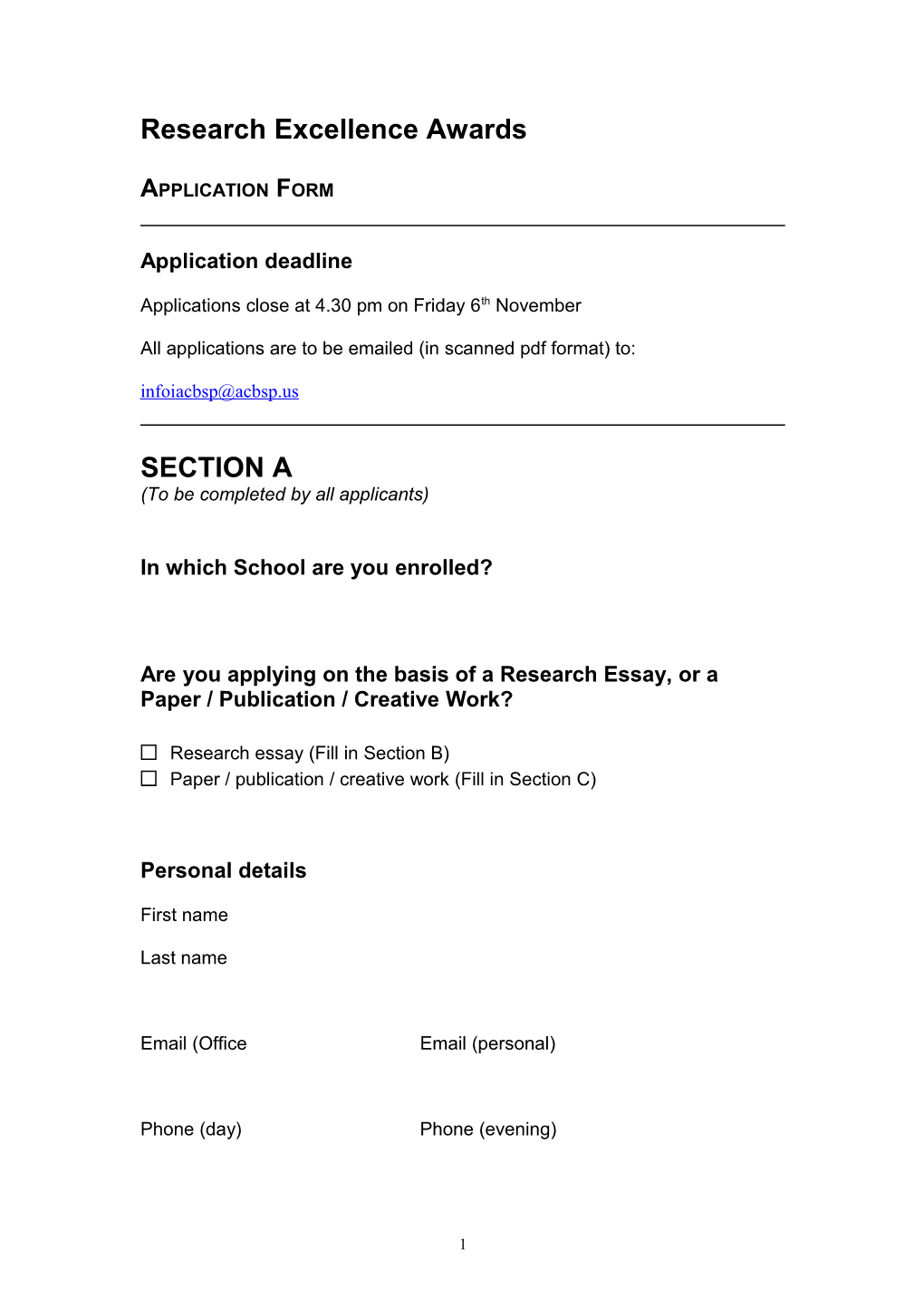 Postgraduate Research Excellence Awards 2009