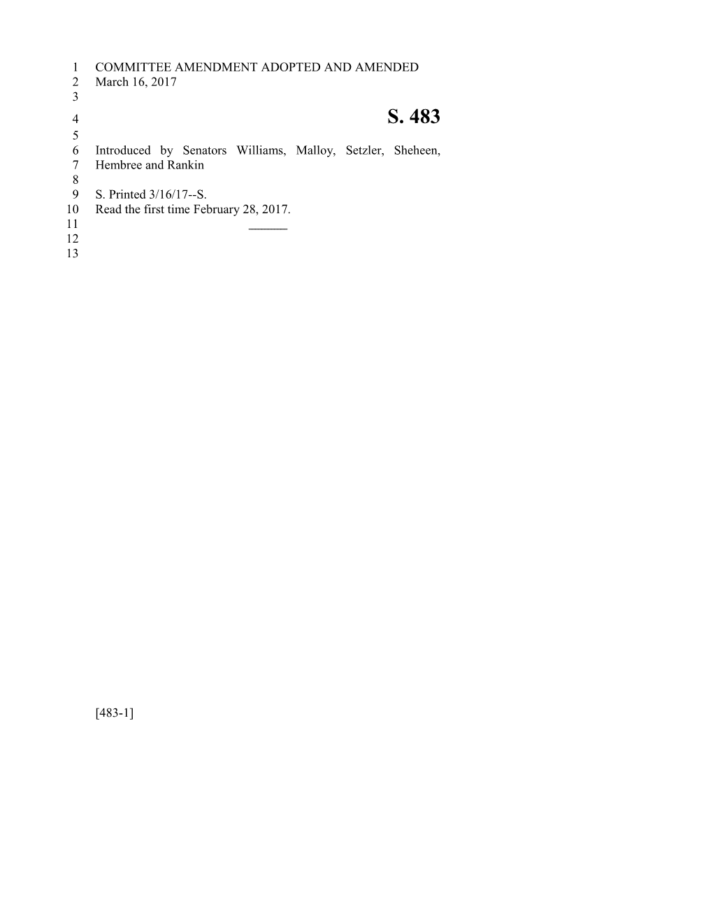 2017-2018 Bill 483 Text of Previous Version (Mar. 16, 2017) - South Carolina Legislature Online