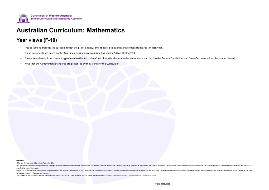 Australian Curriculum: Mathematics