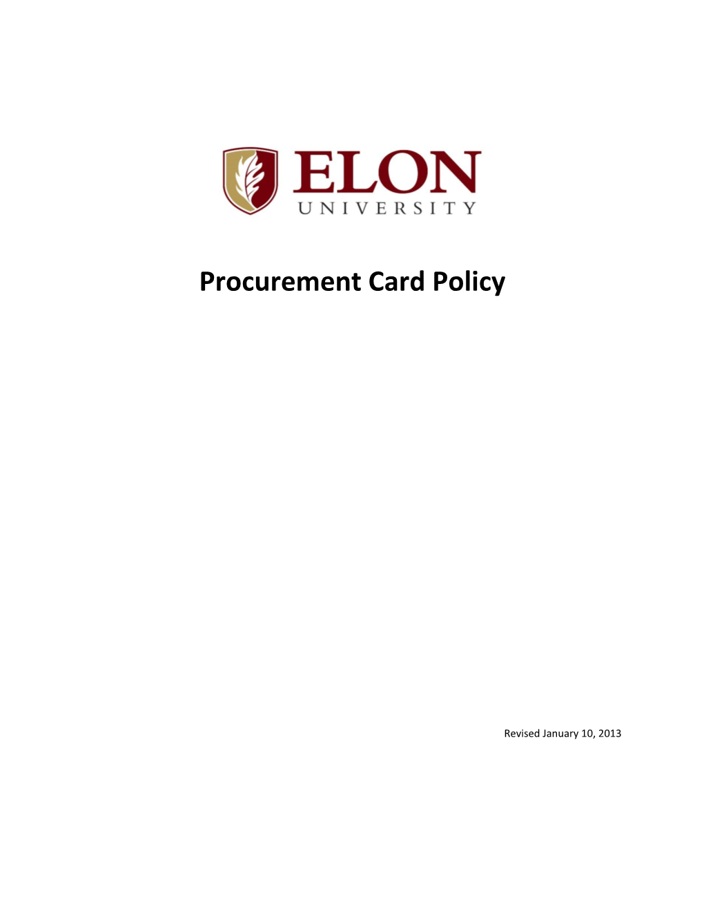 Elon Universityprocurement Card Policy