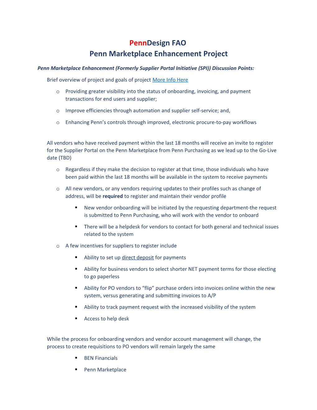 Penn Marketplace Enhancement Project