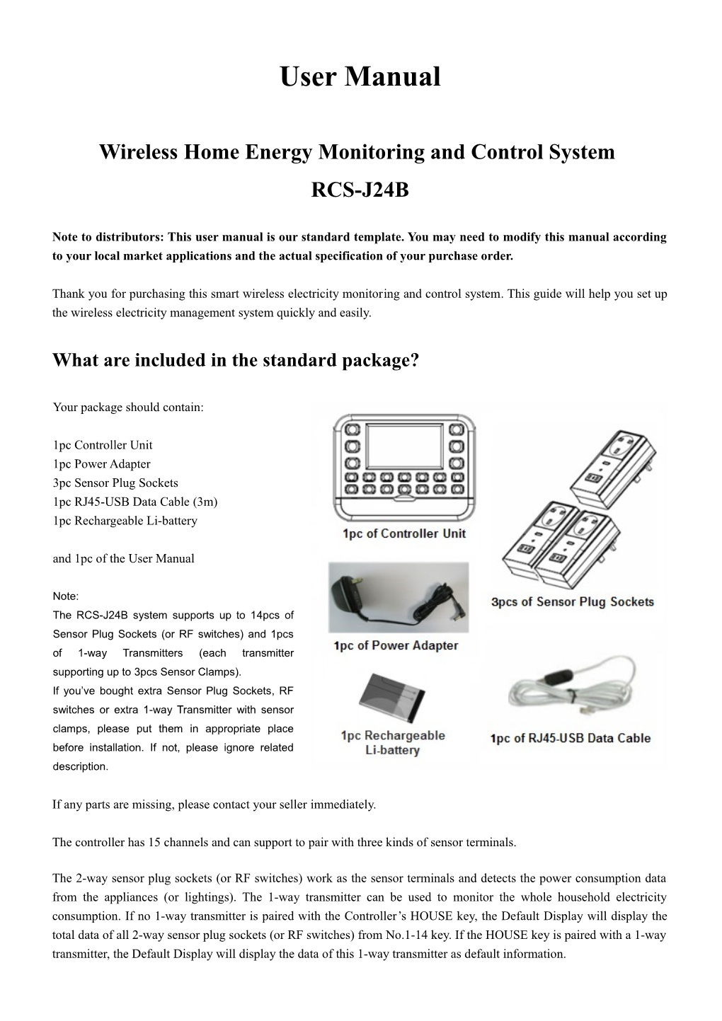 User Manual for Wireless Electricity Management System RCS-S09L