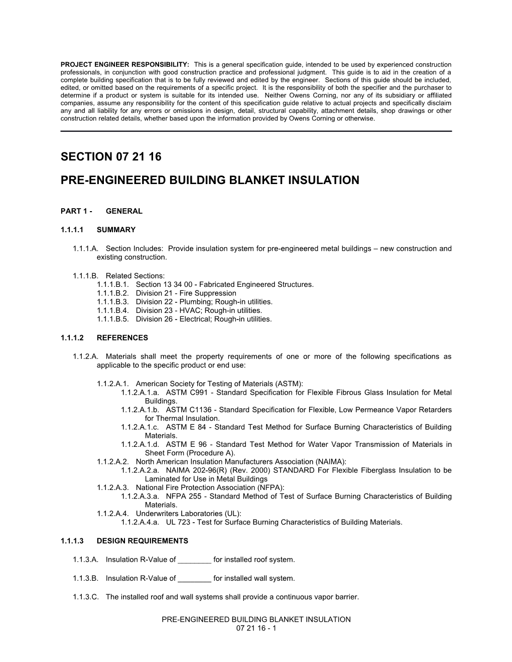 Pre-Engineered Building Blanket Insulation