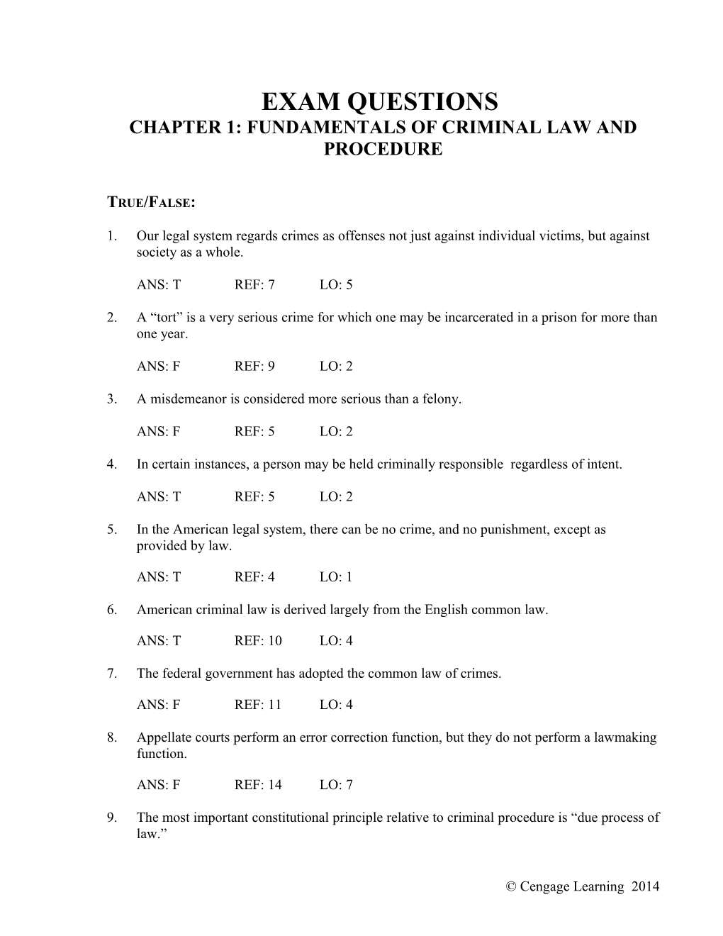 Chapter 1: FUNDAMENTALS of CRIMINAL LAW and PROCEDURE