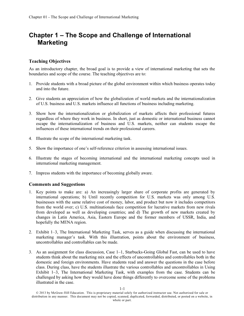 Chapter 1 the Scope and Challenge of International Marketing