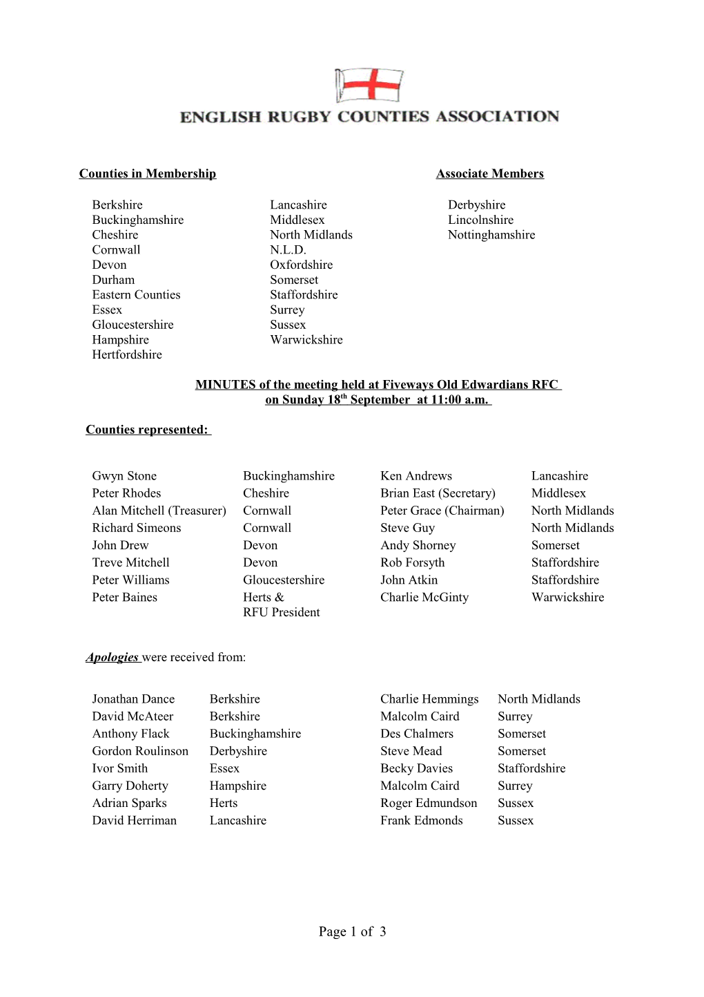 Counties in Membership Associate Members