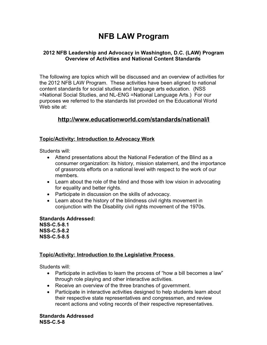 2010 NFB LAW Program