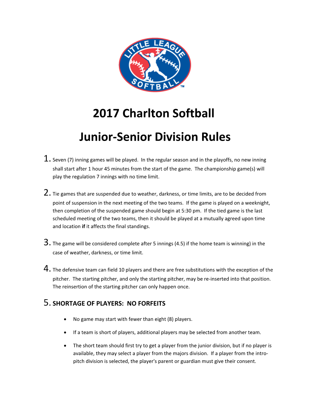 Junior-Senior Division Rules