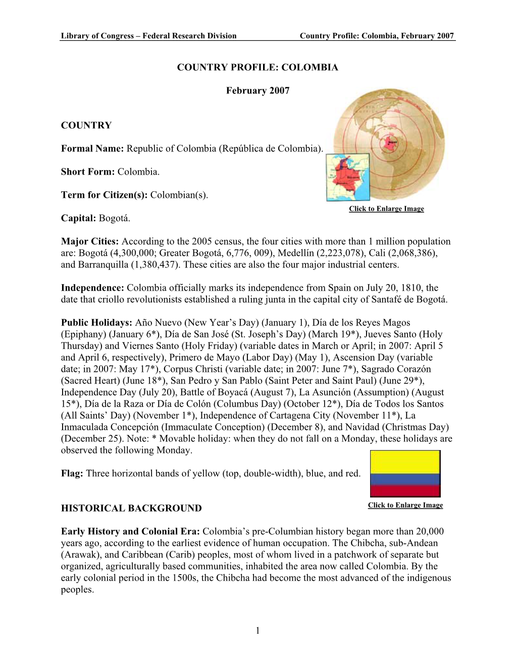 Country Profile: Colombia