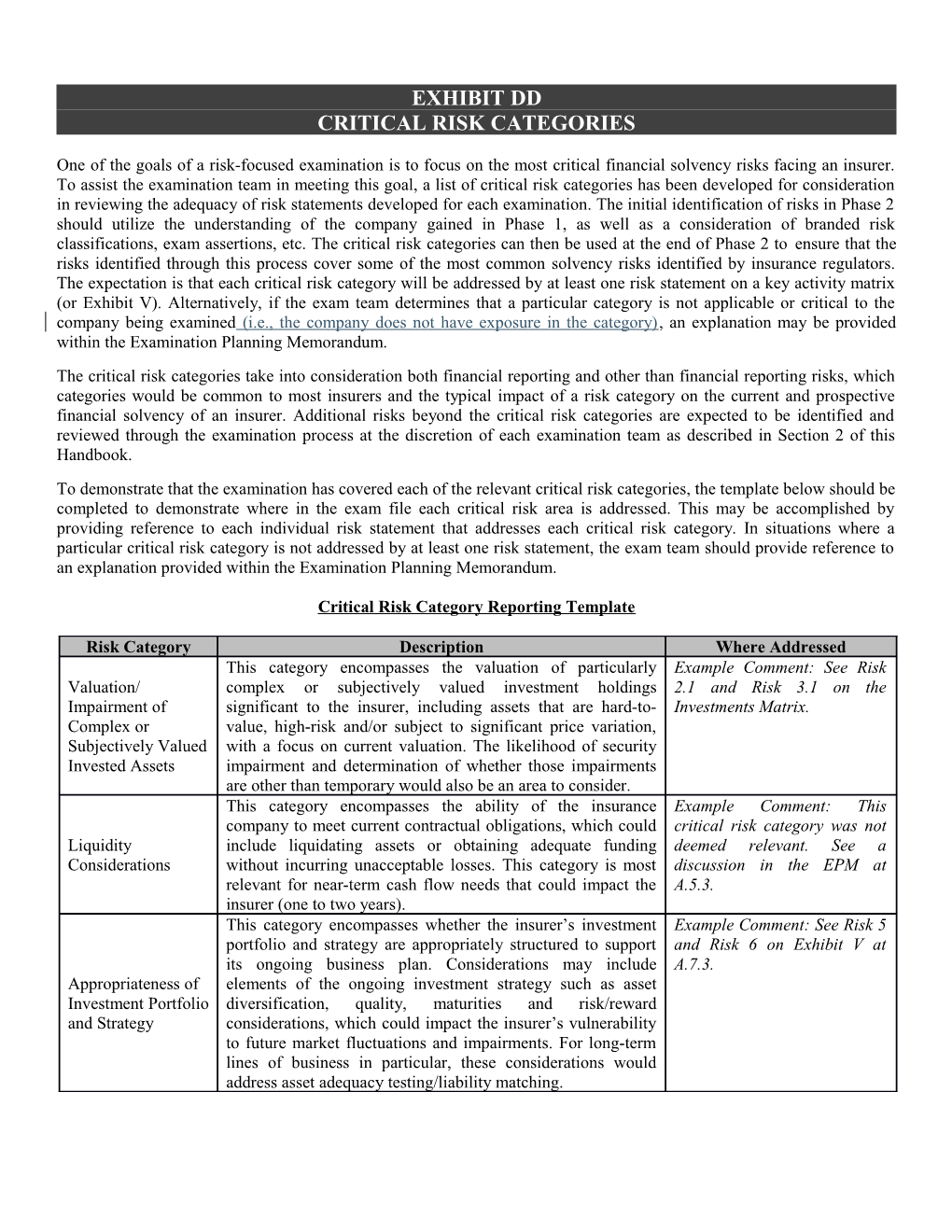 Critical Risk Categories