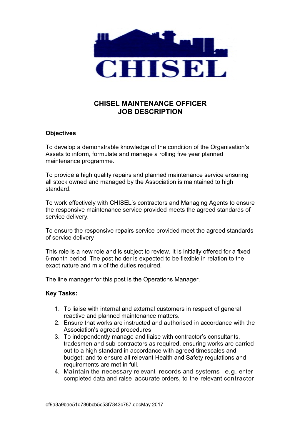 Chisel Maintenance Officer