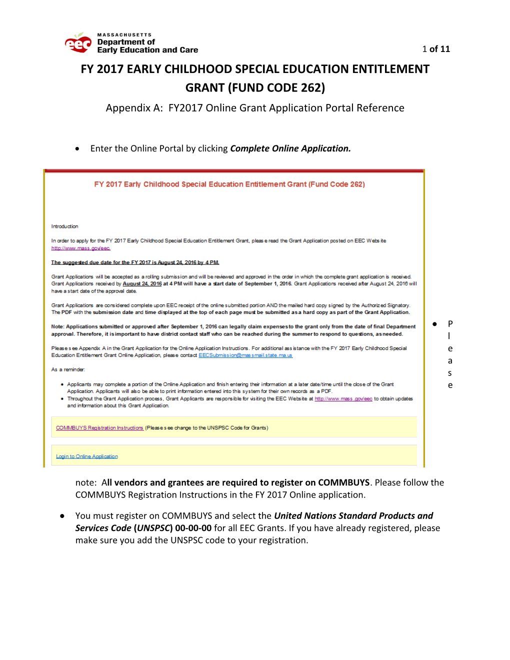 Fy 2017 Early Childhood Special Education Entitlement Grant (Fund Code 262)