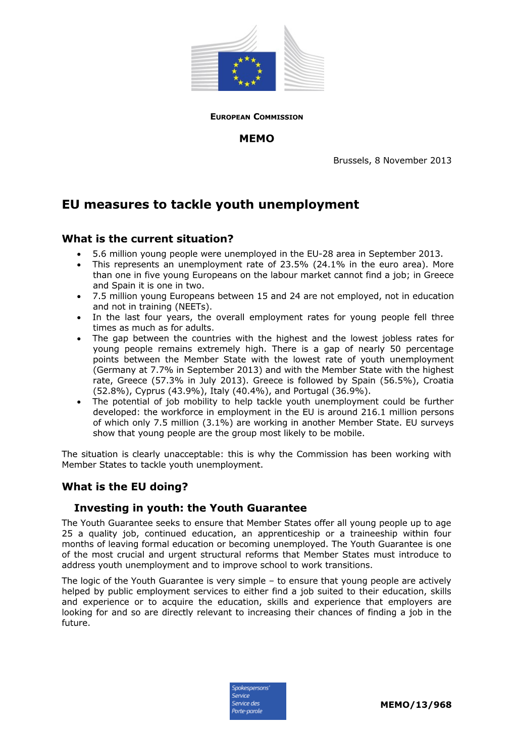 EU Measures to Tackle Youth Unemployment