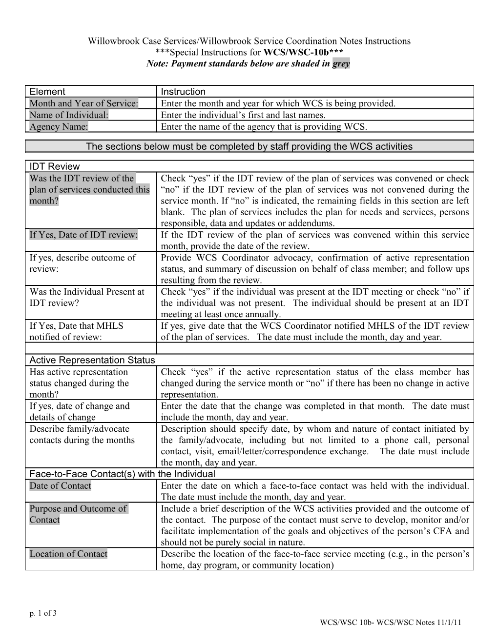 MSC Service Coordination Notes