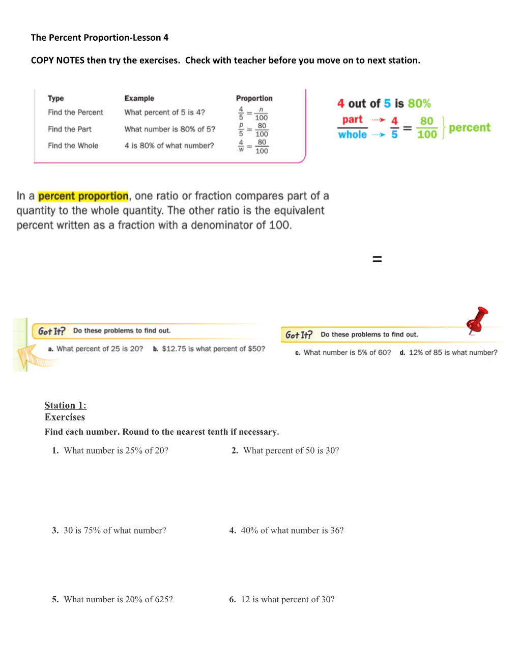 The Percent Proportion-Lesson 4