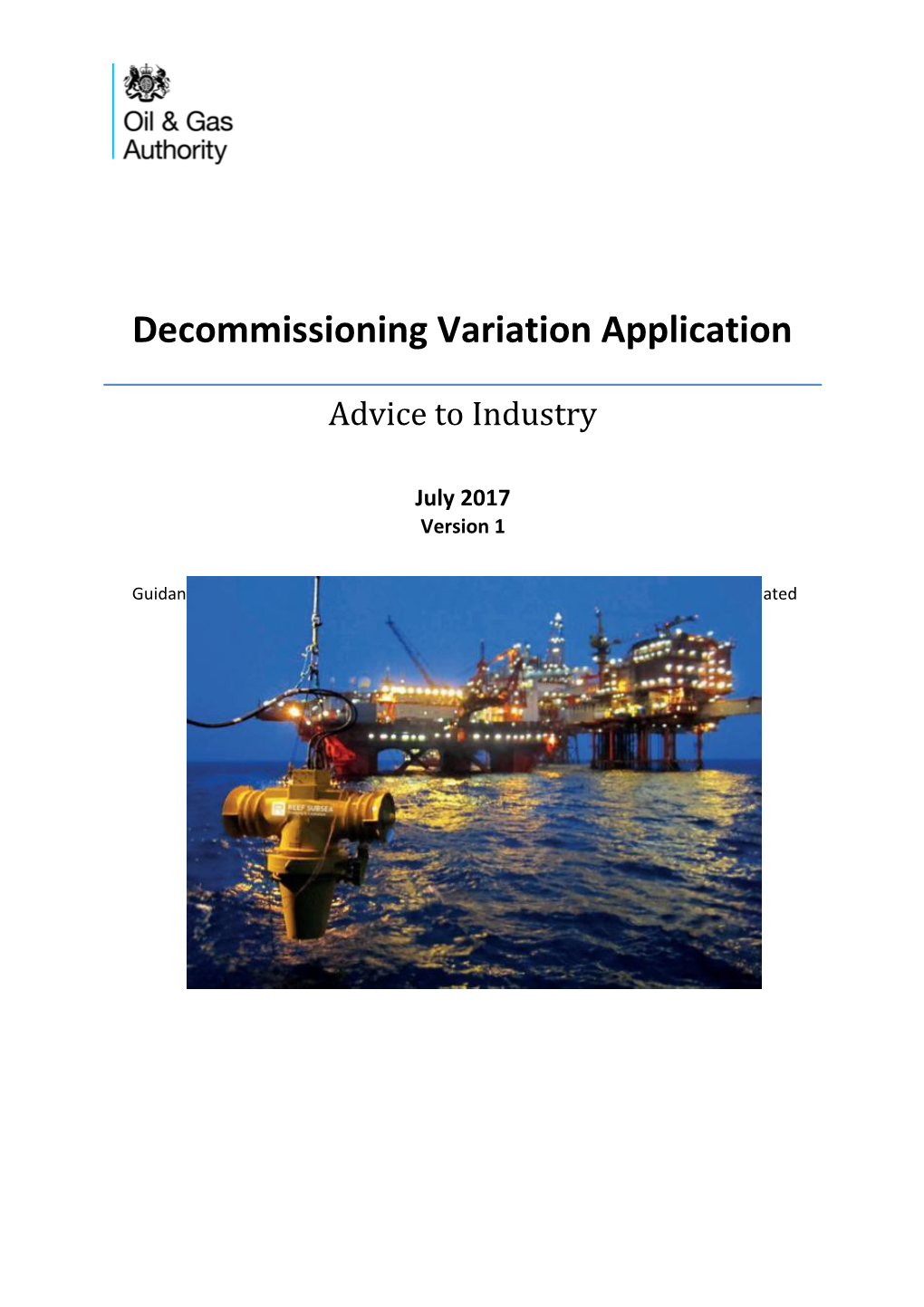 Decommissioning Variation Application