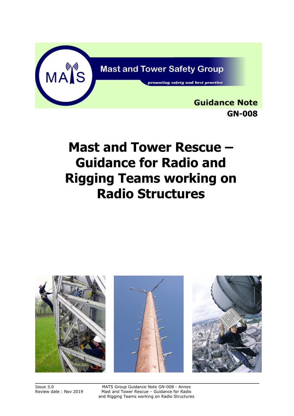 Mast and Tower Rescue Guidance for Radio and Rigging Teams Working on Radio Structures