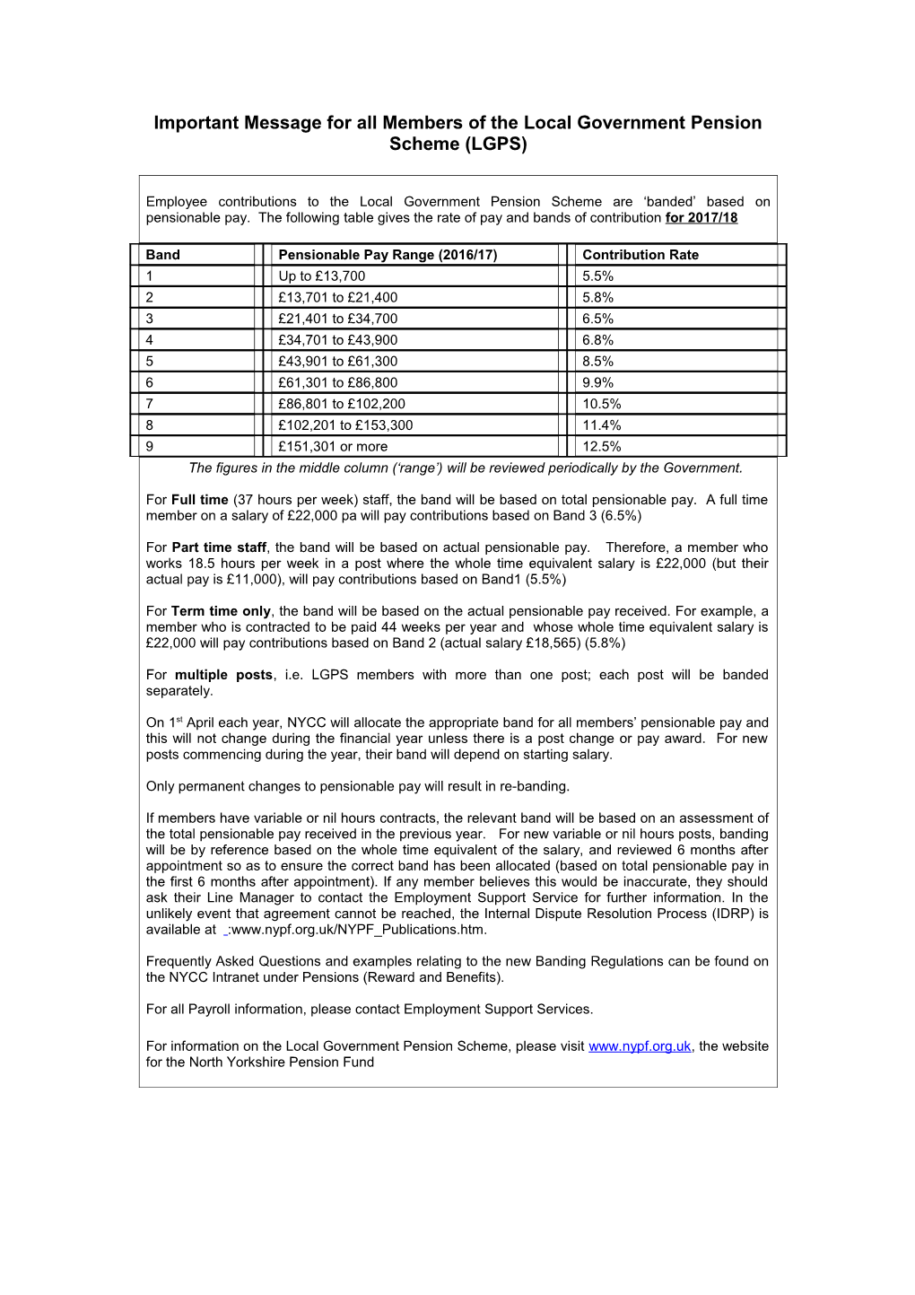 Important Message for All Members of the Local Government Pension Scheme (LGPS)