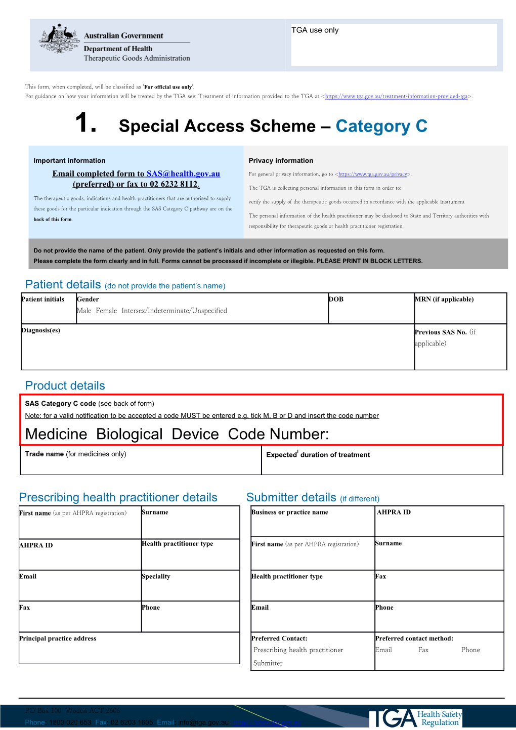 Special Access Scheme - Category C