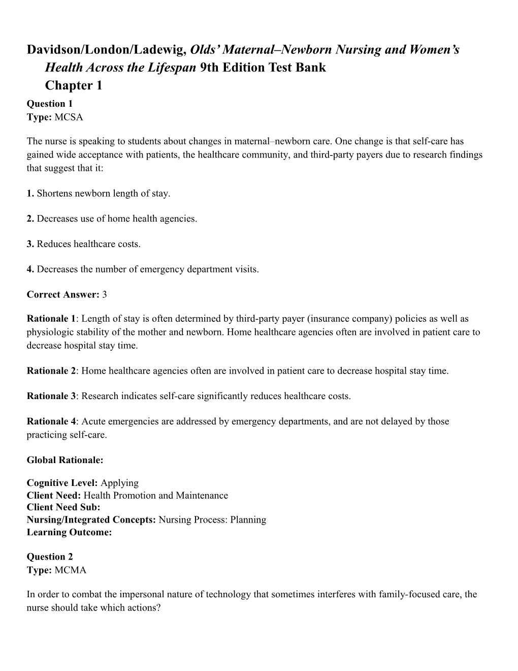 Davidson/London/Ladewig, Olds Maternal Newborn Nursing and Women S Health Across the Lifespan