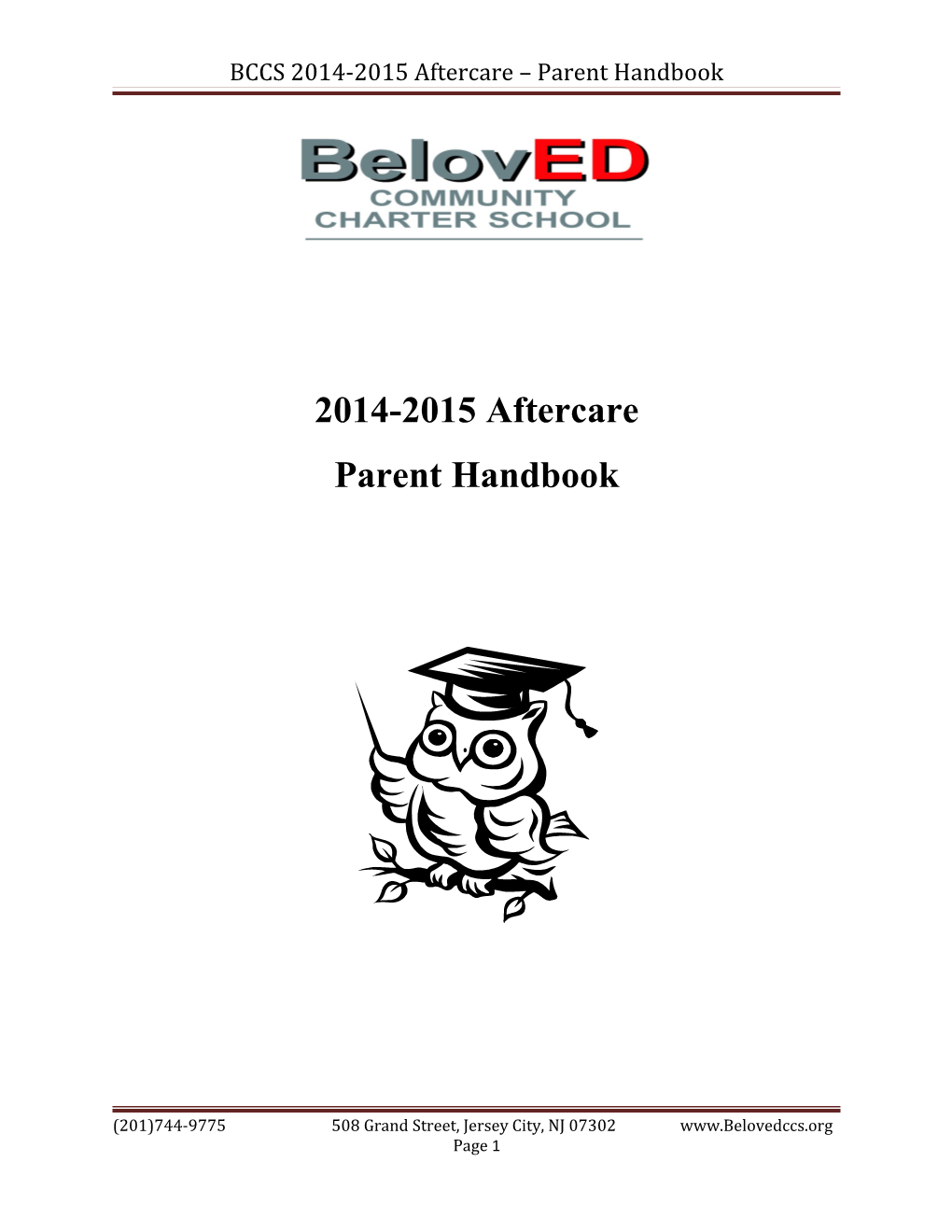 BCCS 2014-2015 Aftercare Parent Handbook