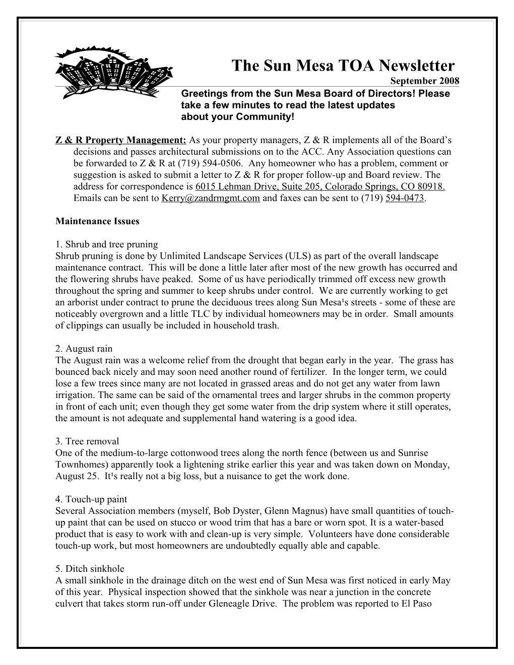 The Valley Park Newsletter Fall 1998