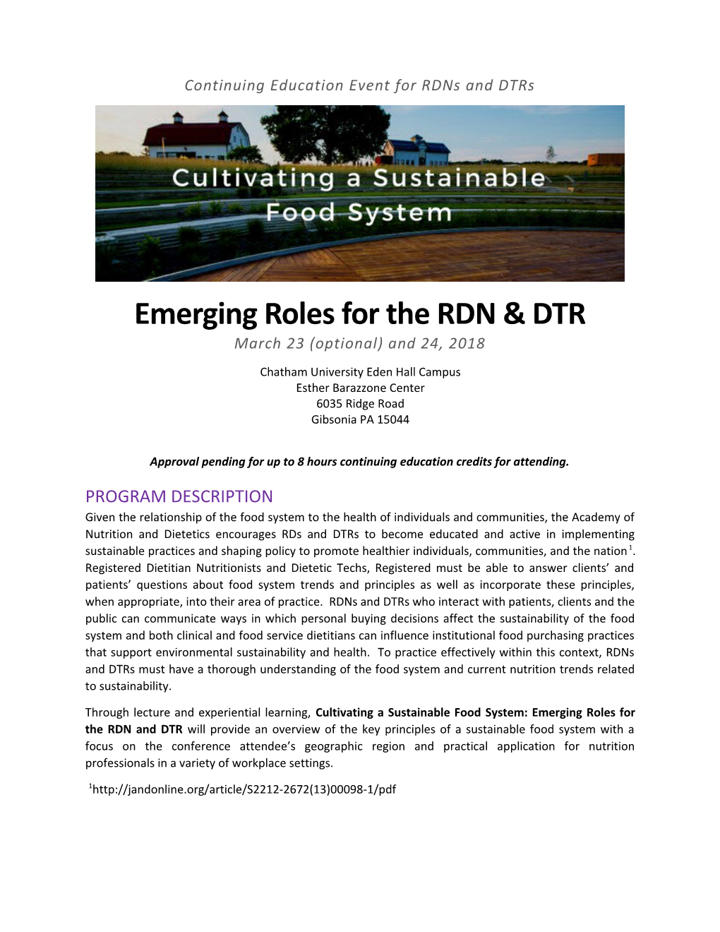 Continuing Education Event for Rdns and Dtrs