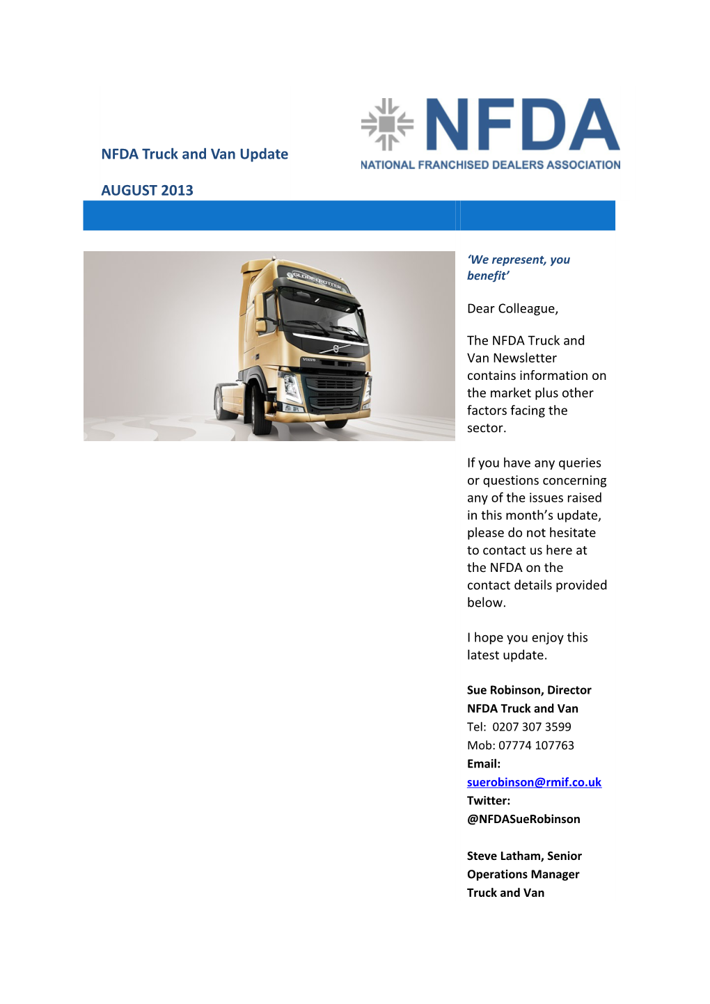 NFDA Truck and Van Update