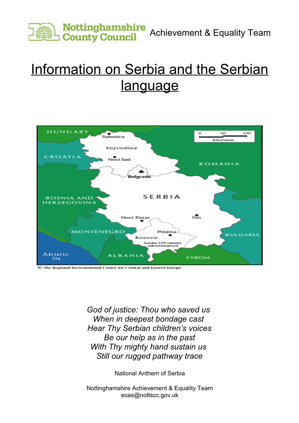 Information on Serbiaand the Serbian Language