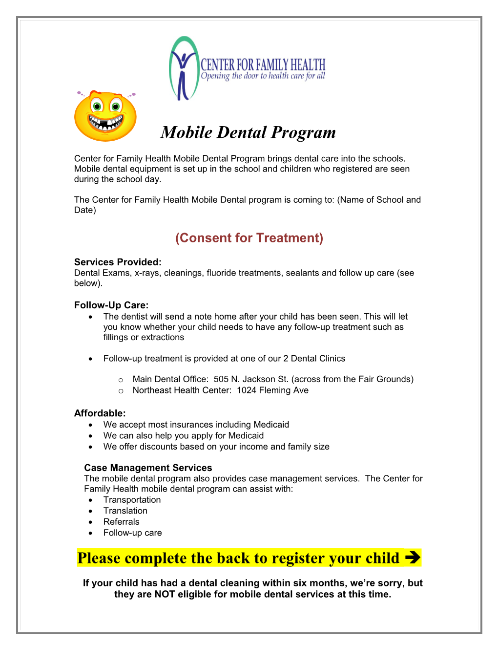 Mobile Dental Program