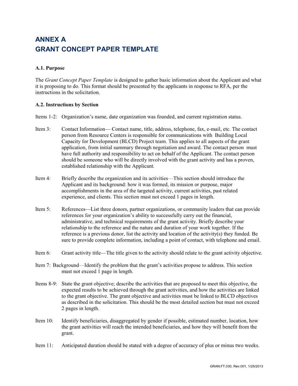 Grant Concept Paper Template