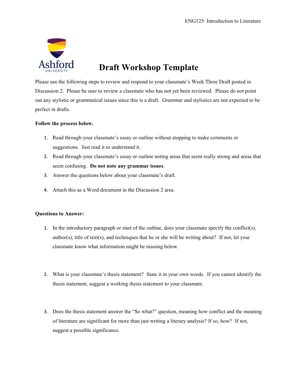 Draft Workshop Template