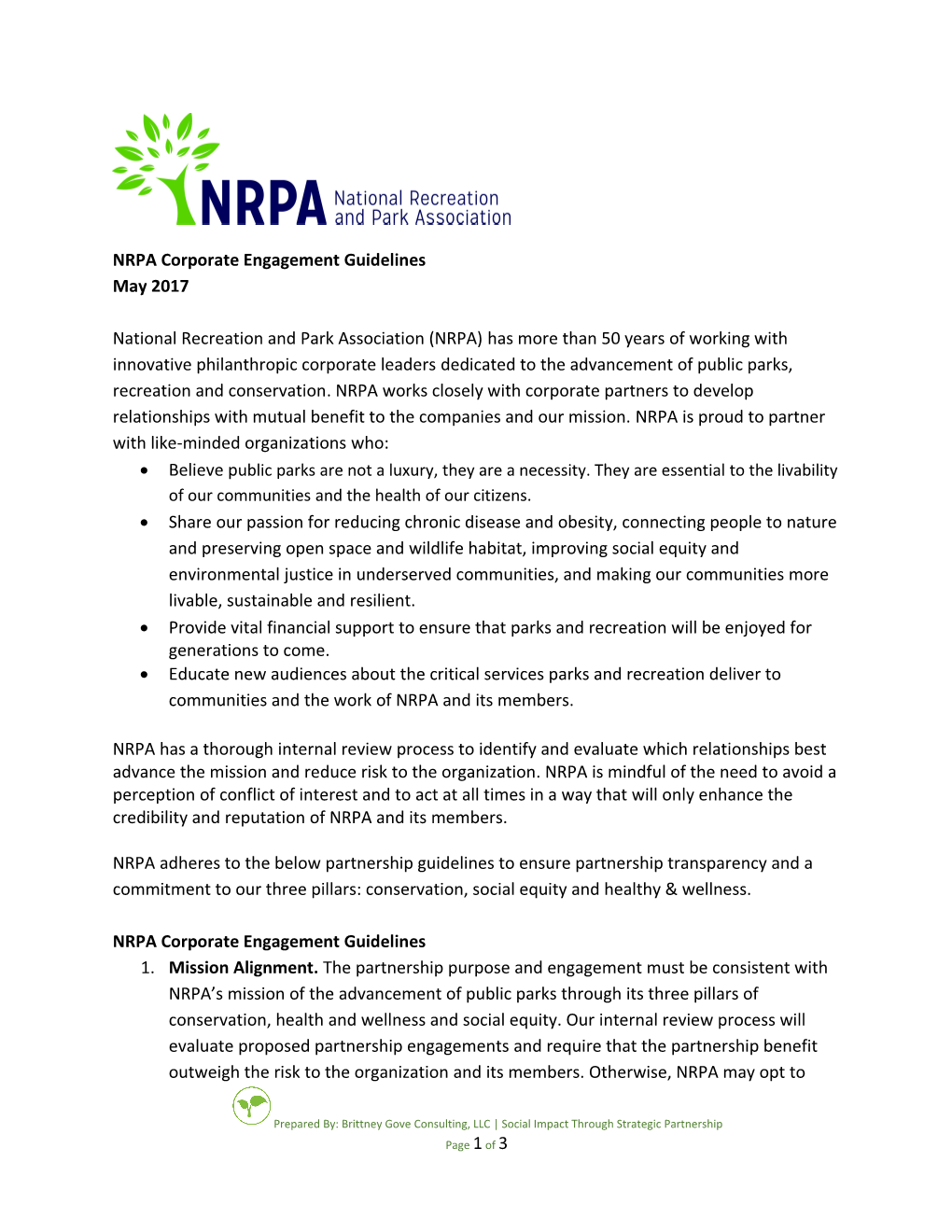 NRPA Corporate Engagementguidelines