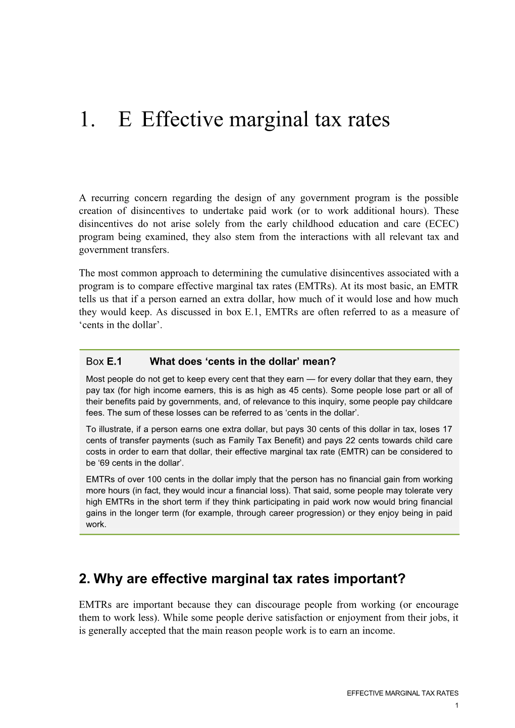 Effective Marginal Tax Rates