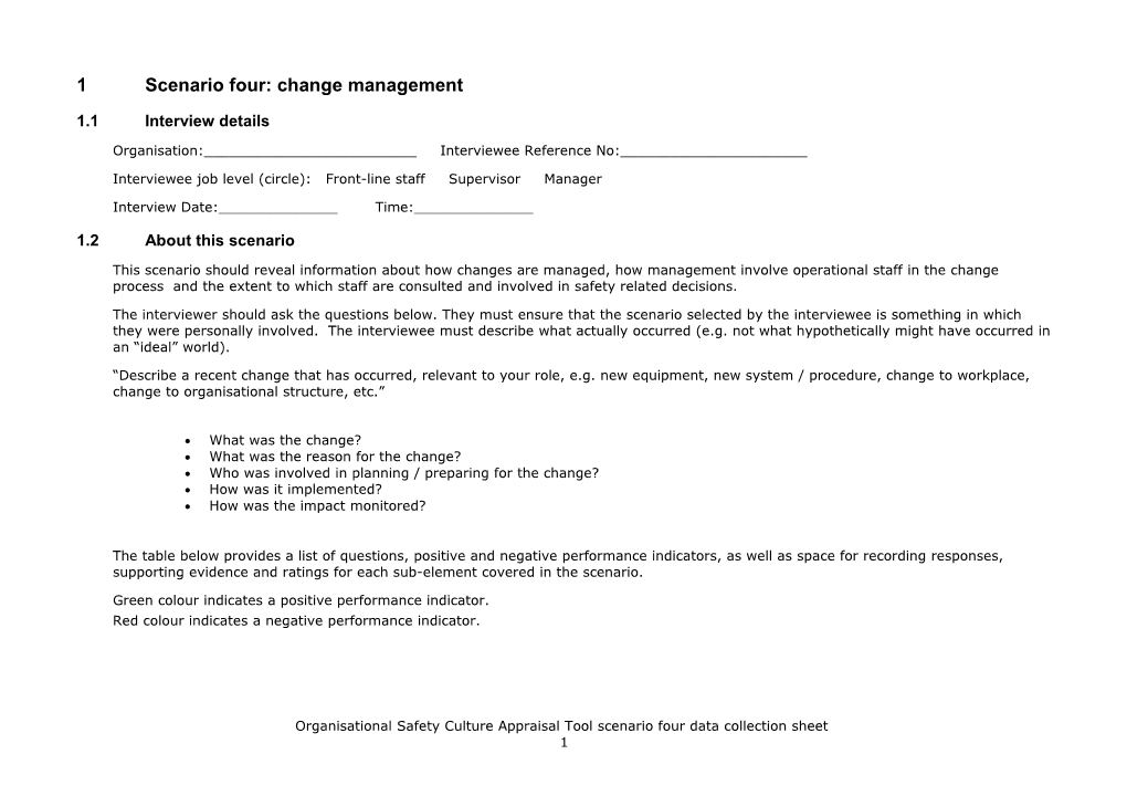 SCENARIO 4: Change Management