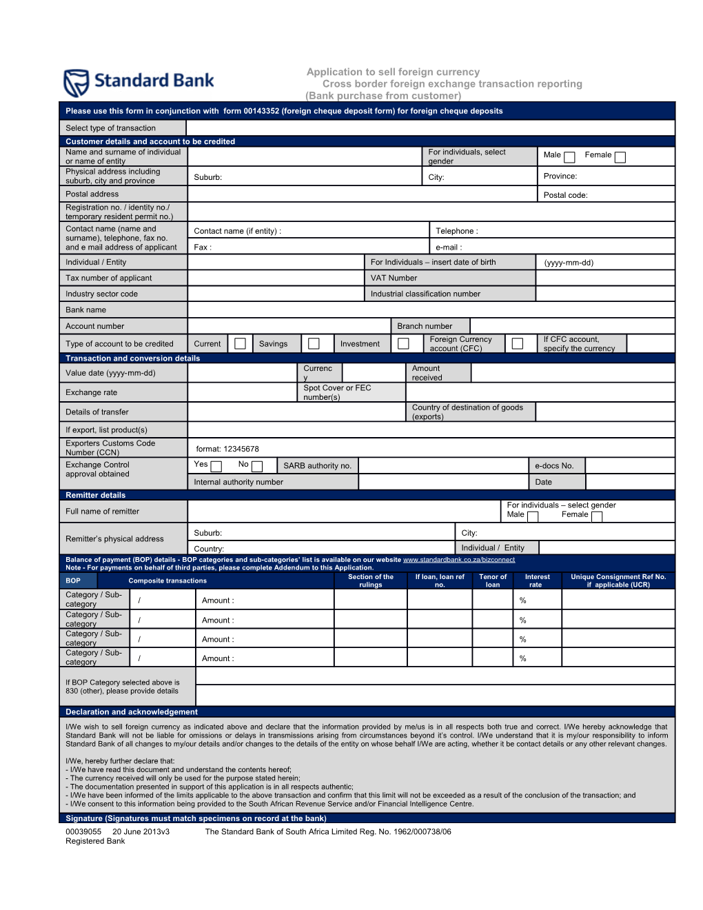 Cross Border Foreign Exchange Transaction Reporting