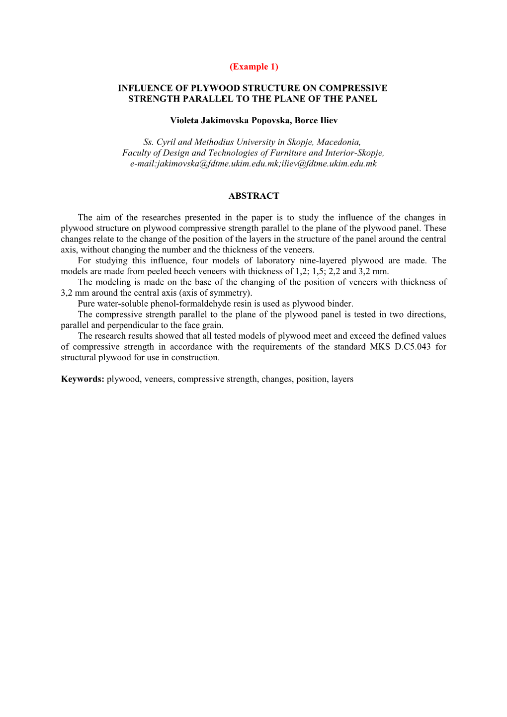 Influence of Plywood Structure on Compressive