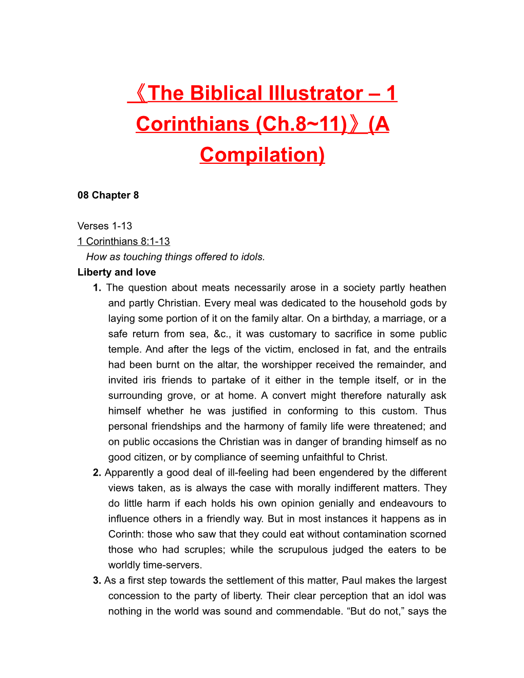 The Biblical Illustrator 1 Corinthians (Ch.8 11) (A Compilation)